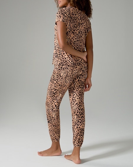 Soma Cool Nights Pajama T-Shirt & Jogger Pants Set, On The Prowl Mini Black