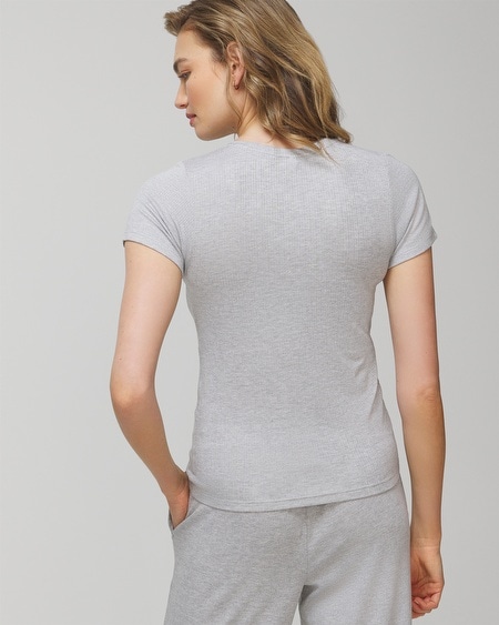 Shop Soma Women's Lightweight Ribbed Knit Short Sleeve T-shirt In Gray Size Large |  In Heather Opal Gray