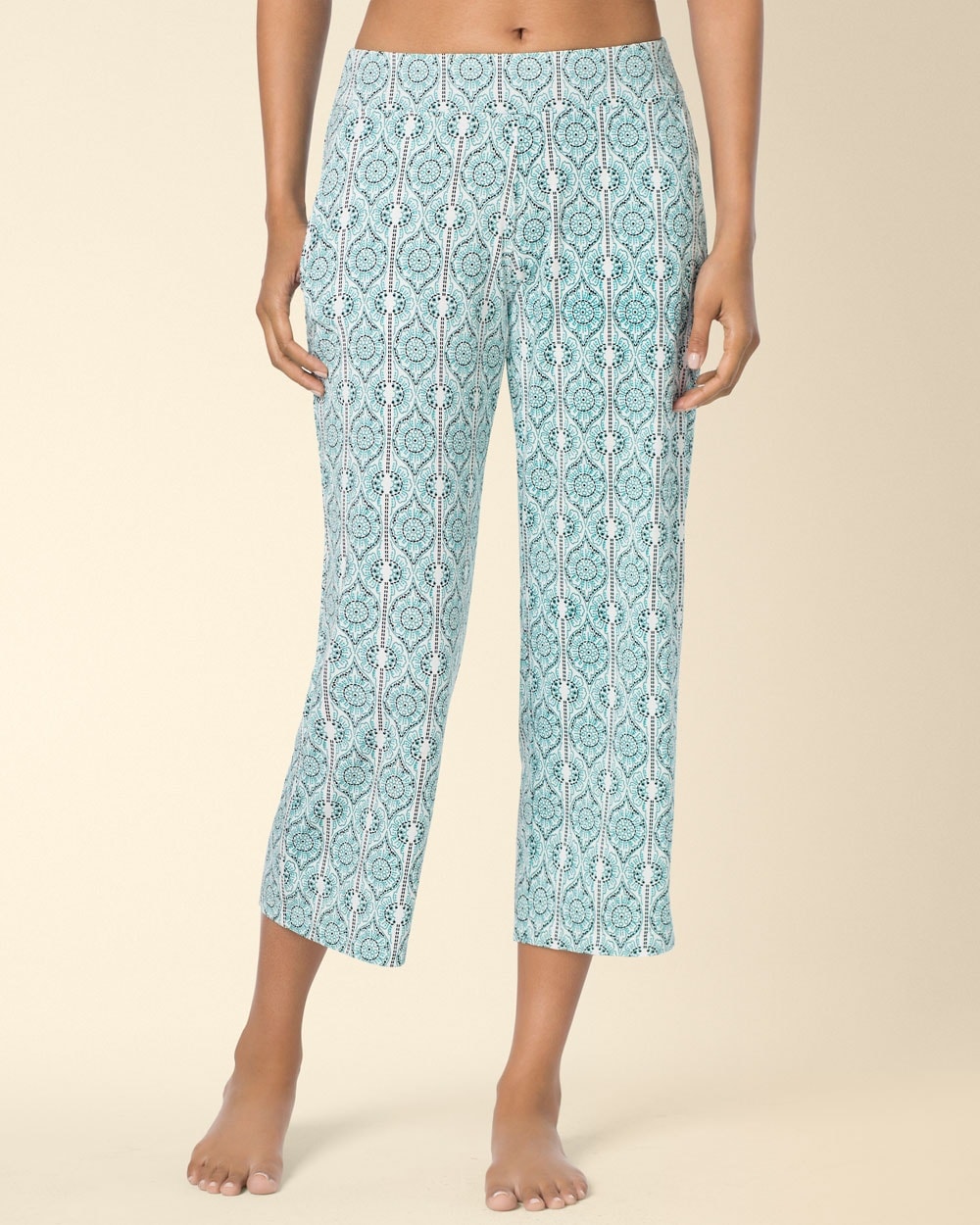 Embraceable Cool Nights Crop Pajama Pants Ornate Geo Ivory