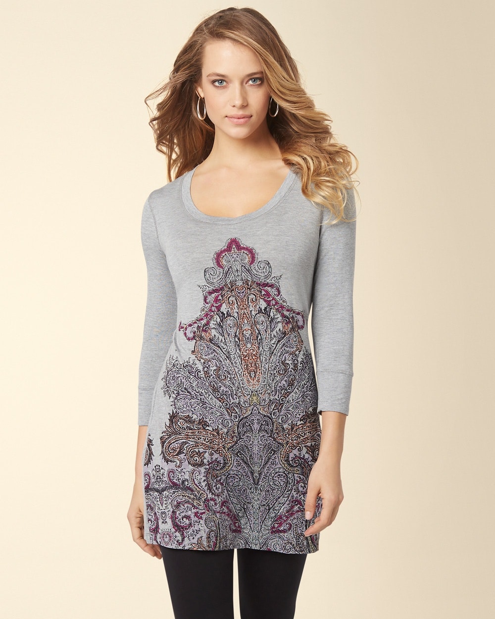 Soft Jersey Tunic Heirloom Paisley Heather And Silver