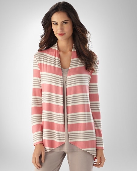 Soft Jersey Carnation Stripe Long Sleeve Cover Up