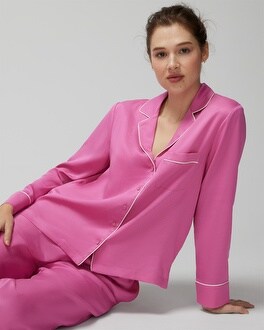 Woven Long-Sleeve Notch Collar Top - WA - Soma