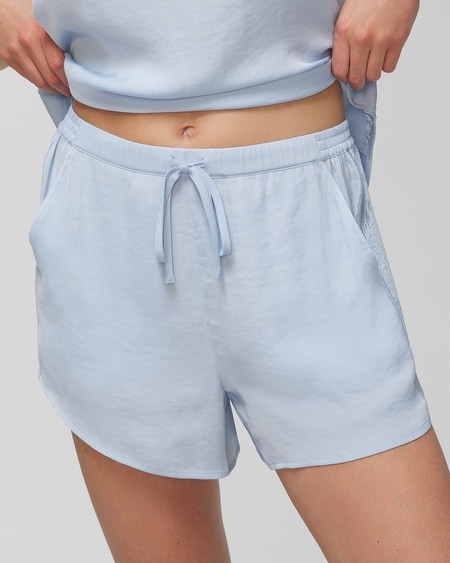 Shop Soma Women's Crinkle Satin Flirty Pajama Shorts In Teal Size Xs |