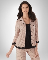 Embraceable Cool Nights Swoon Peachy Piped PJ Top