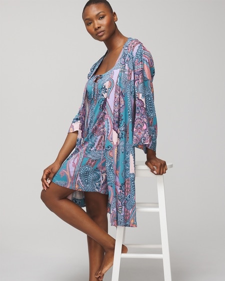 Shop Soma Women's Cool Nights Short Robe In Light Blue Size Large/xl |  In Blue Floral