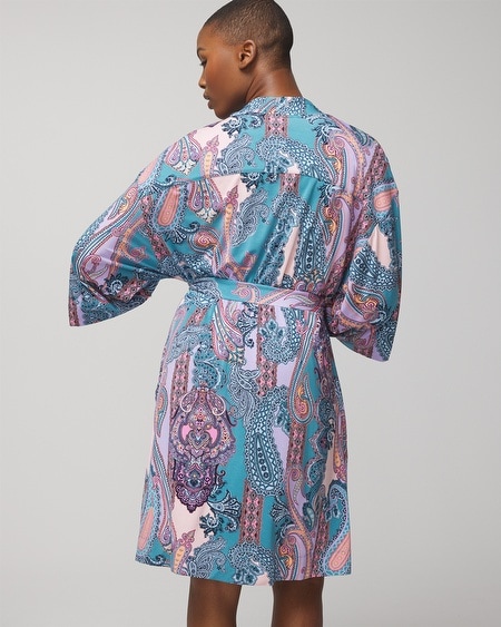 Shop Soma Women's Cool Nights Short Robe In Light Blue Size Large/xl |  In Blue Floral