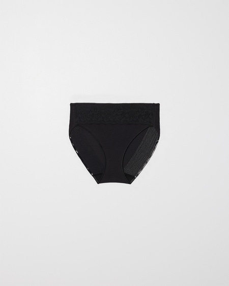 Soma Women's No Show Cotton Blend High-leg Panty With Lace In Blue Size 2xl | Vanishing Edge Panties In Making Waves