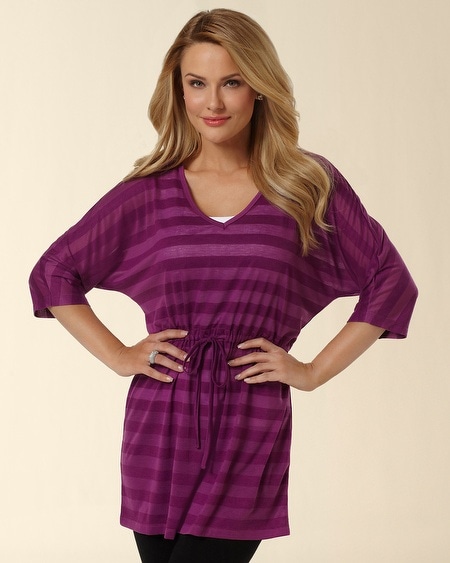 Deep V-Neck Orchid Bloom Burnout Tunic