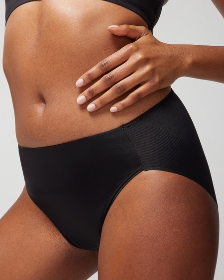 SOMA WOMEN'S VANISHING TUMMY HIGH-LEG BRIEF PANTY IN BLACK SIZE LARGE | SOMA