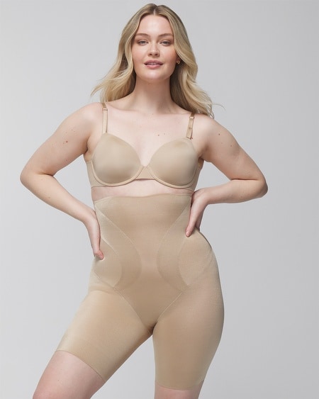 SOMA WOMEN'S  MID-LEVEL SHAPEWEAR  HIGH-WAIST THIGH SLIMMER IN LIGHT NUDE SIZE XL 