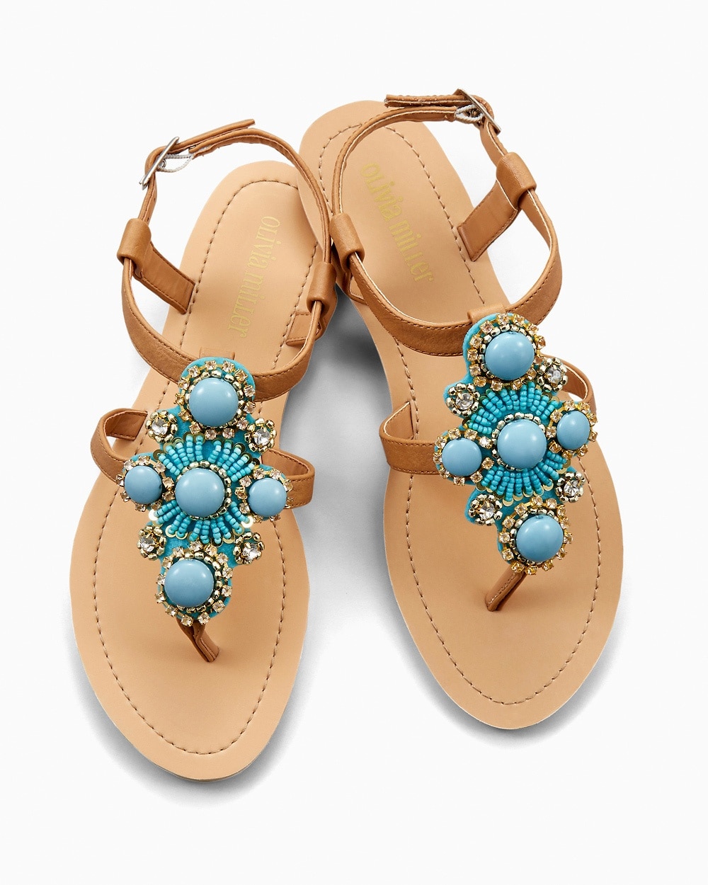 Olivia Miller Turquoise Stone Flat Sandal