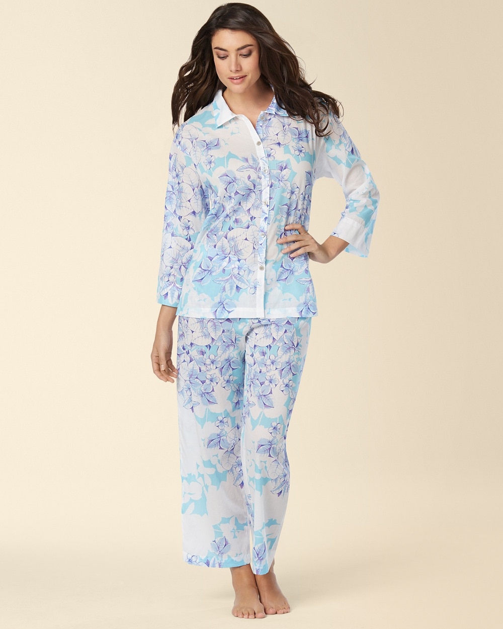 Natori Kona Notch Collar Cotton Pajama Set