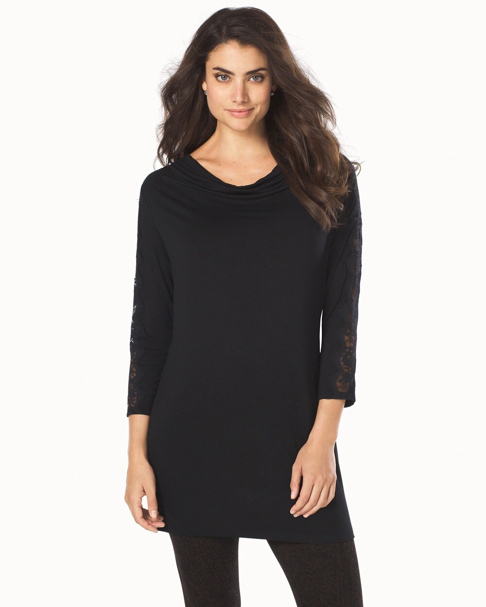 Live.Lounge.Wear. Lace Sleeve Tunic Black With Black Lace
