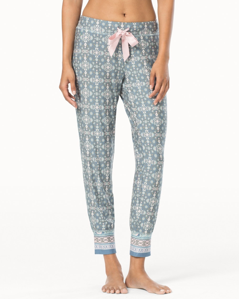 Embraceable Cool Nights Banded Bottom Crop Pajama Pants Deco Slate