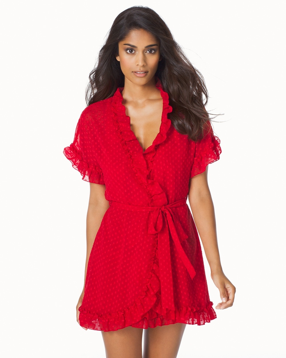 In Bloom by Jonquil Gina Chiffon Short Robe Red