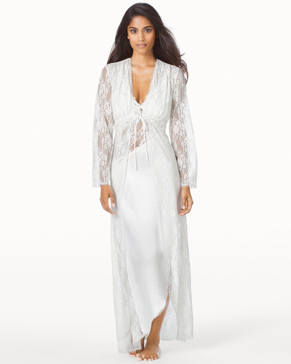 Jonquil Winter Bride Long Lace Sheer Robe