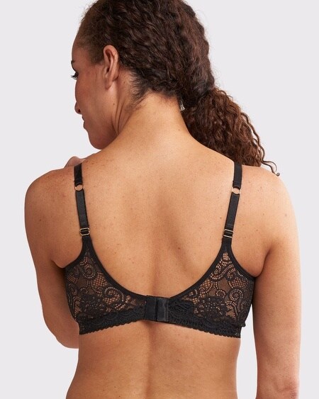 SOMA WOMEN'S ANAONO WIRELESS POCKETED LACE BRA IN BLACK SIZE SMALL | SOMA