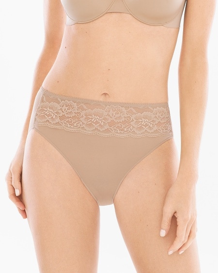 Shop Soma 5-pack Women's No Show Microfiber High-leg Briefs With Lace Underwear In Neutral Size Xs |  Vani