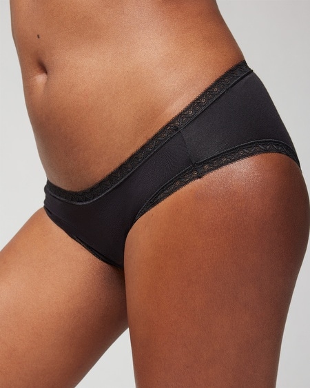 Soma Women's Cotton Hipster Panty With Lace Trim In Ivory Size Xs | In Global Paisley M Champ