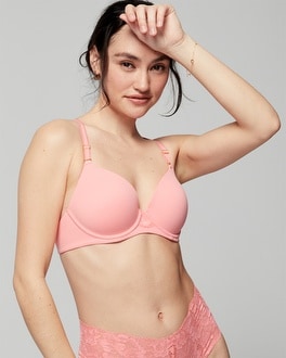 Soma Embraceable Signature Lace Perfect Coverage Bra, Pink