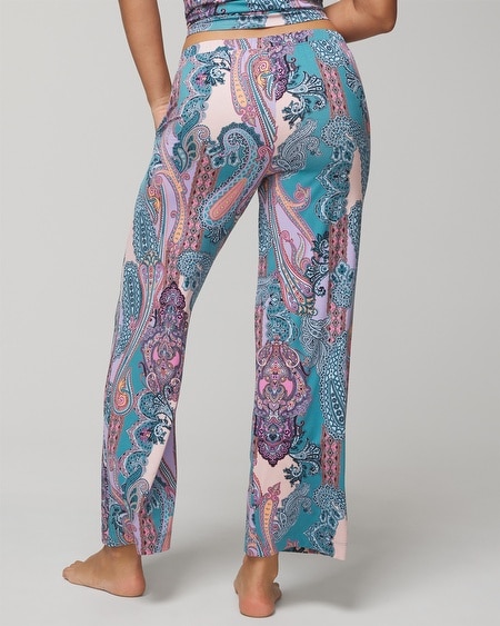 Shop Soma Women's Cool Nights Wide Leg Pajama Pants In Black Size Medium |  In Ornamental Paisley Blue