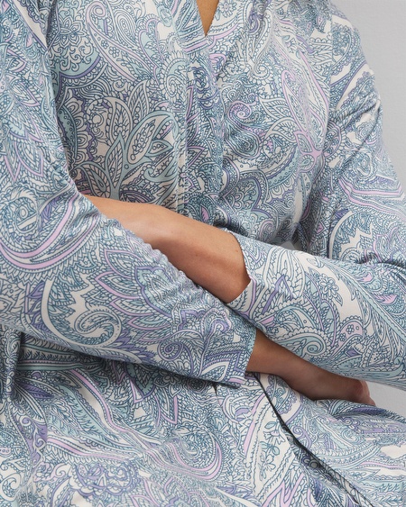 Shop Soma Women's Cool Nights Short Robe In Ivory Size Medium | In Global Paisley Grand C