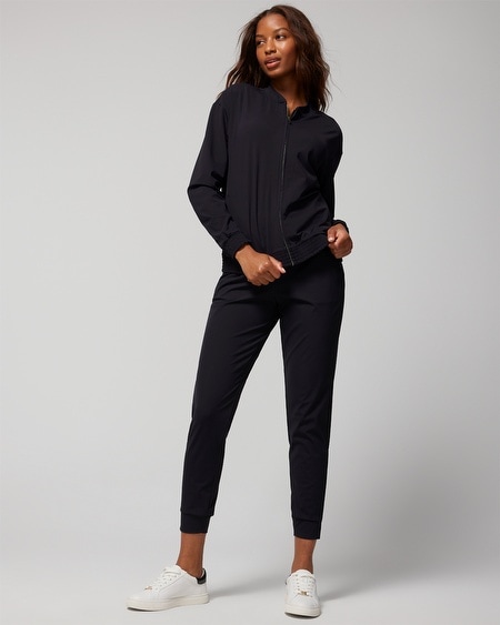 Shop Soma Women's Tech Knit Bomber Jacket In Black Size Medium |