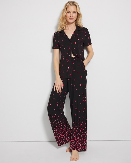 SOMA WOMEN'S COOL NIGHTS WIDE LEG PAJAMA PANTS IN BLACK SIZE LARGE | SOMA PAJAMA SETS