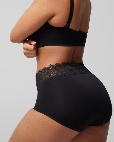 SOMA WOMEN'S EMBRACEABLE BRIEF PANTY WITH LACE IN BROWN SIZE LARGE | SOMA