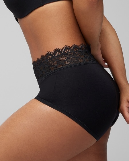 SOMA WOMEN'S EMBRACEABLE BRIEF PANTY WITH LACE IN BROWN SIZE LARGE | SOMA