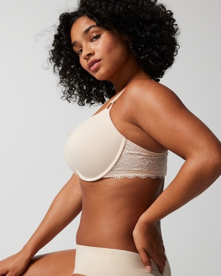 SOMA EMBRACEABLE PUSH-UP PLUNGE BRA WITH LACE IN WHITE SIZE 38B | SOMA
