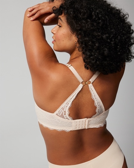 SOMA EMBRACEABLE PUSH-UP PLUNGE BRA WITH LACE IN WHITE SIZE 38B | SOMA
