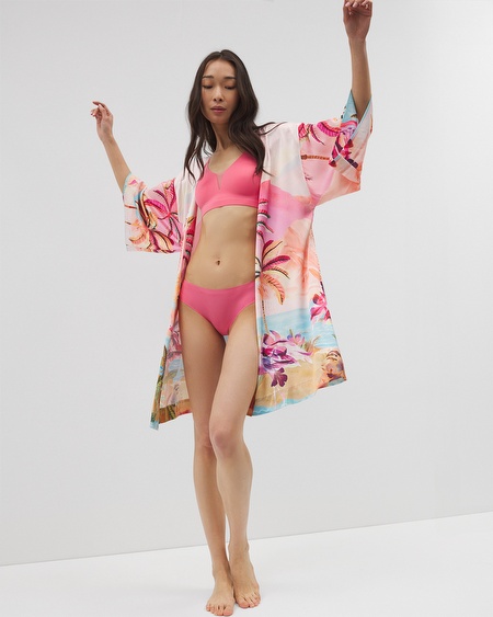 Shop Soma Women's Satin Kimono Robe In Orange Size Large/xl | In By The Bay Paloma Glow