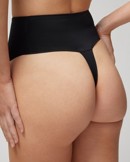 Shop Soma Women's Vanishing Tummy Retro Thong Underwear In Twilight Garden Mini Blue Size Xs |