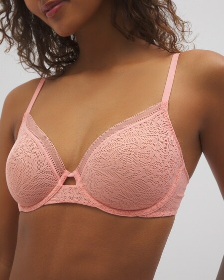 SOMA UNLINED PERFECT COVERAGE T-SHIRT BRA WITH STRETCH LACE IN BROWN SIZE 36DD | SOMA