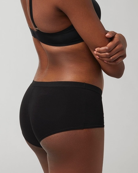 SOMA WOMEN'S COTTON BOYSHORT PANTY IN BLACK SIZE LARGE | SOMA