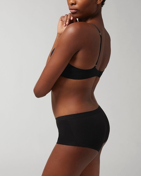 SOMA WOMEN'S COTTON BOYSHORT PANTY IN BLACK SIZE LARGE | SOMA