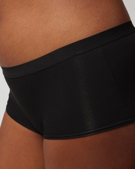 SOMA WOMEN'S COTTON BOYSHORT PANTY IN BLACK SIZE LARGE | SOMA