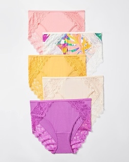 Soma Embraceable Signature Lace Bikini 5 Pack, JUBILANT PALM