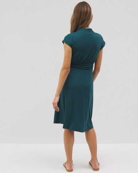 SOMA WOMEN'S SOFT JERSEY MINI DRESS IN GREEN SIZE LARGE | SOMA