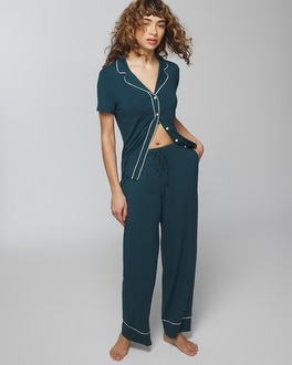 Ribbed Micro Plush Cuffed Pajama Pants - Soma