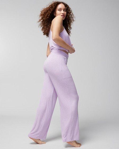 Shop Soma Women's Cool Nights Pointelle Wide-leg Pajama Pants In Lavender Size Small |