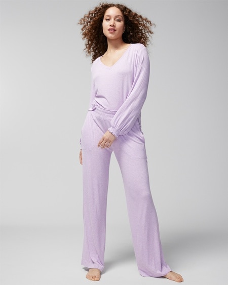 Shop Soma Women's Cool Nights Pointelle Wide-leg Pajama Pants In Lavender Size Small |