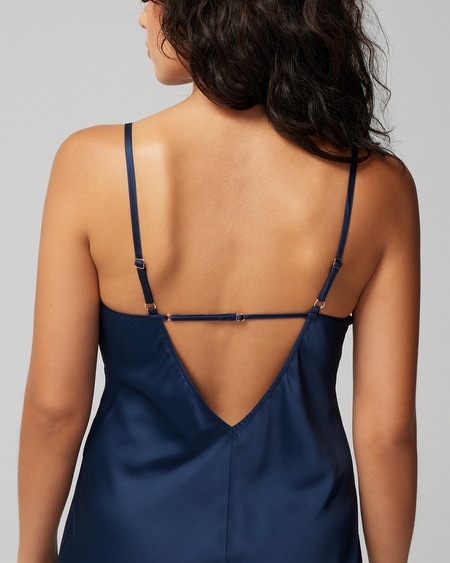 Shop Soma Women's Satin Gown In Navy Blue Size Xs |  In Nightfall Navy Blue