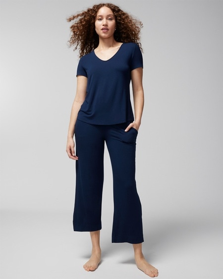Shop Soma Women's Cool Nights Short Sleeve Pajama T-shirt In Blue Size Xs |  In Idyllic Blue