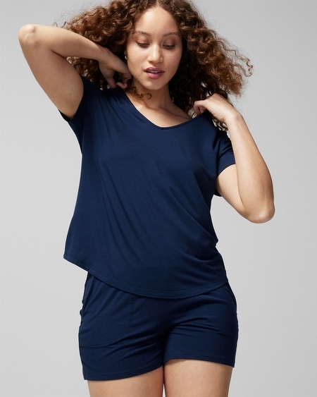Shop Soma Women's Cool Nights Short Sleeve Pajama T-shirt In Blue Size Xs |  In Idyllic Blue