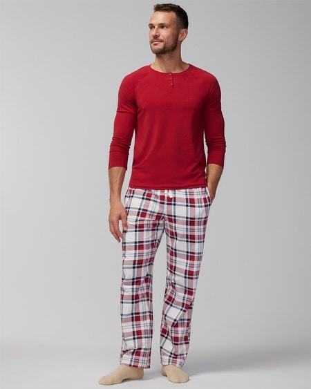 Shop Soma Men'sfamily Pajamas Henley In Red Size Large |