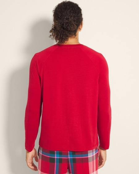 SOMA MEN'S MATCHING FAMILY PAJAMA HENLEY IN RED SIZE MEDIUM | SOMA