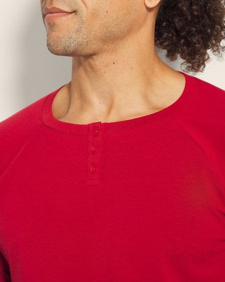 SOMA MEN'S MATCHING FAMILY PAJAMA HENLEY IN RED SIZE MEDIUM | SOMA