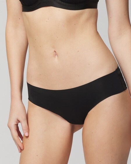 Soma Women's Cheeky Hipster Panty With Lace Back In Black Size Large | In Rhapsody Flora Mini Black